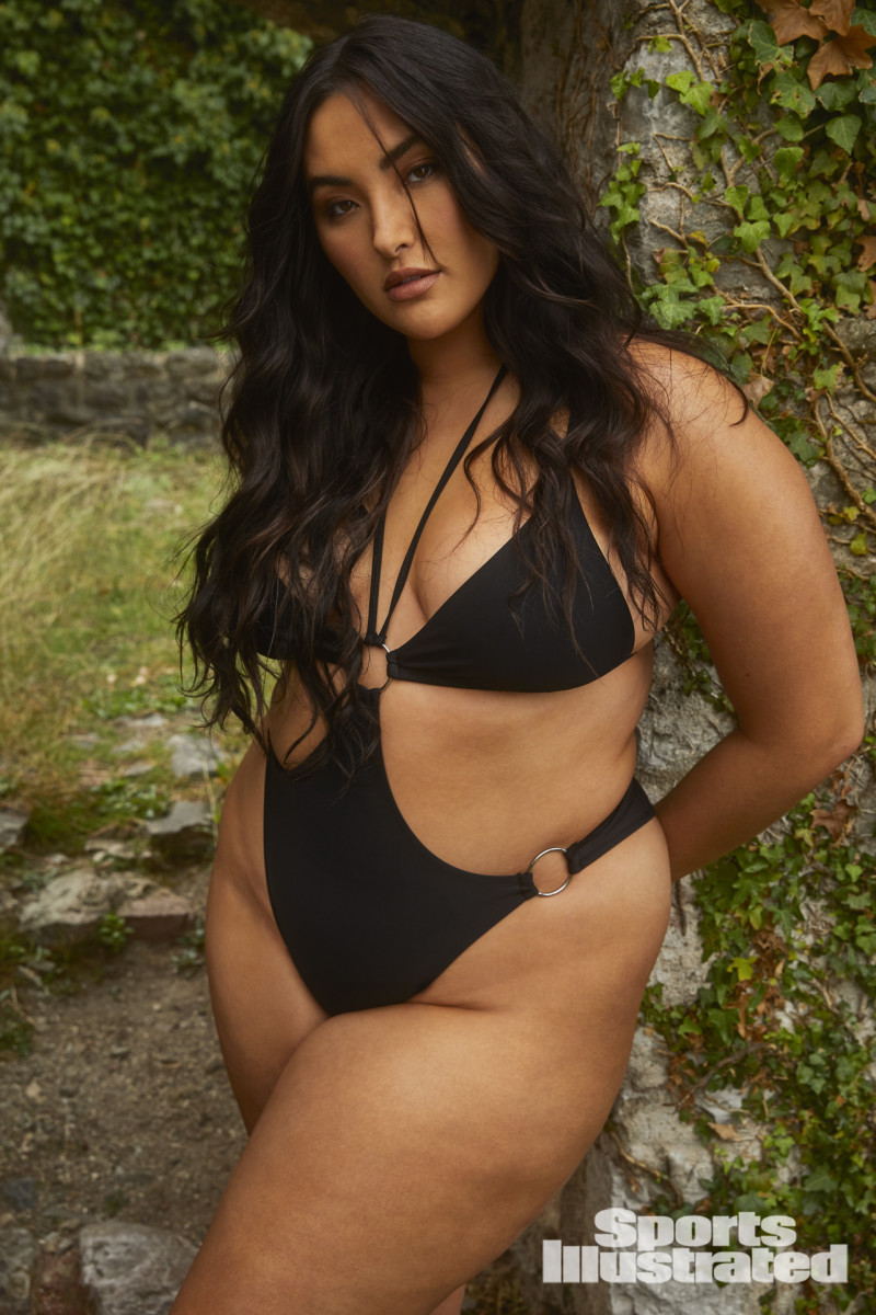 Yumi Nu was photographed by James Macari in Montenegro. Swimsuit by Michael Costello x REVOLVE.